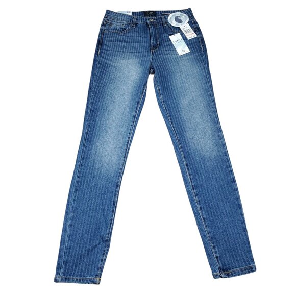 Curve Appeal High Rise Essential Skinny Jeans Stretch Striped Blue Size 2 26 - Picture 1 of 8